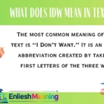 What Does IDW Mean in Text
