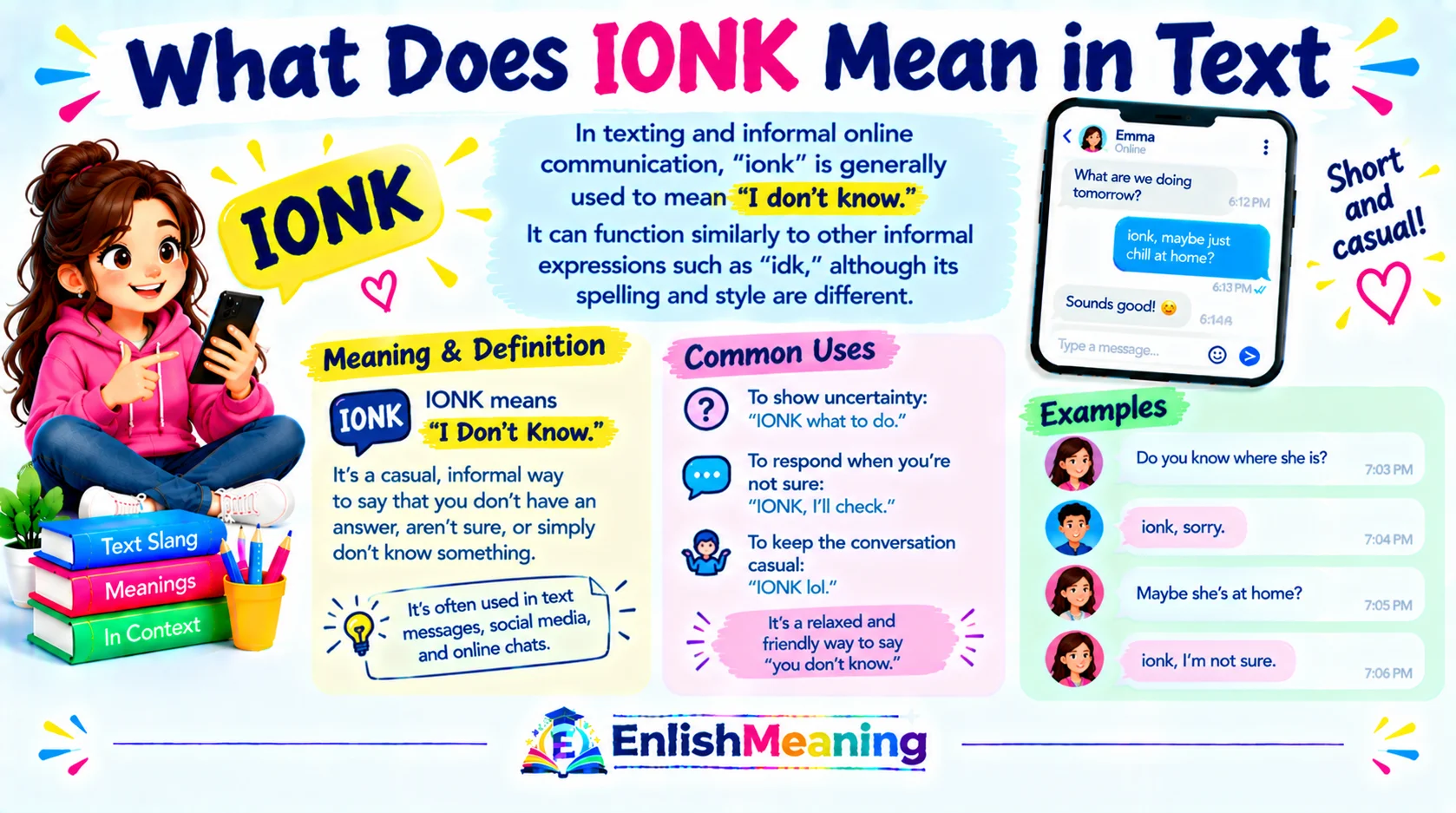 What Does Ionk Mean in Text From a Girl