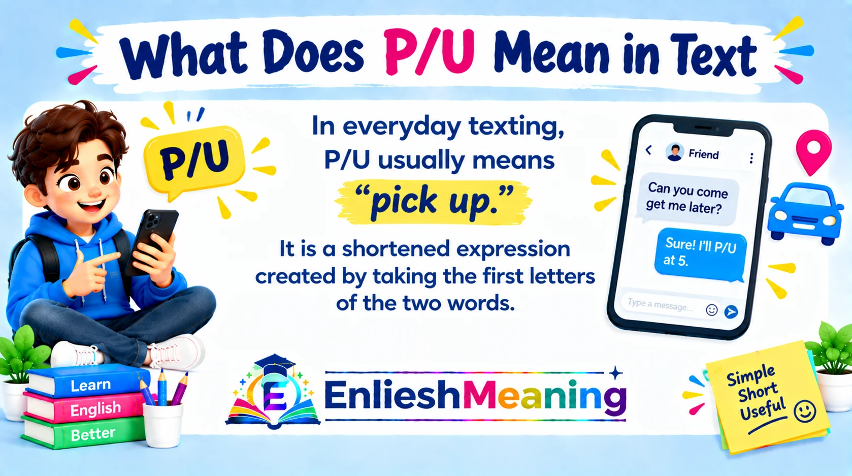 What Does P/U Mean in Text